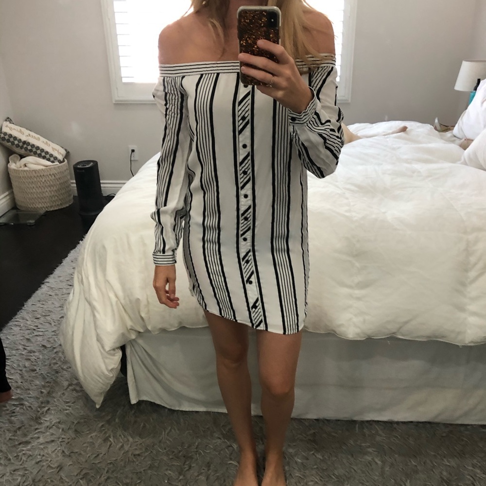 Striped off the shoulder dress